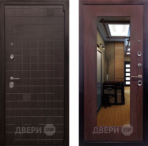 Входная металлическая Дверь Ратибор Силуэт зеркало 3К Венге капучино в Жуковский