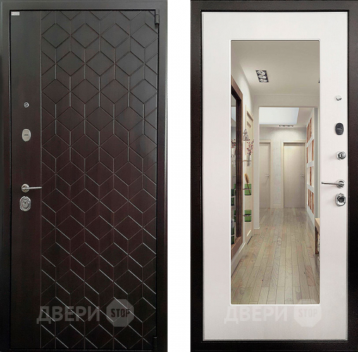 Входная металлическая Дверь Ратибор Квант зеркало 3К Лиственница в Жуковский