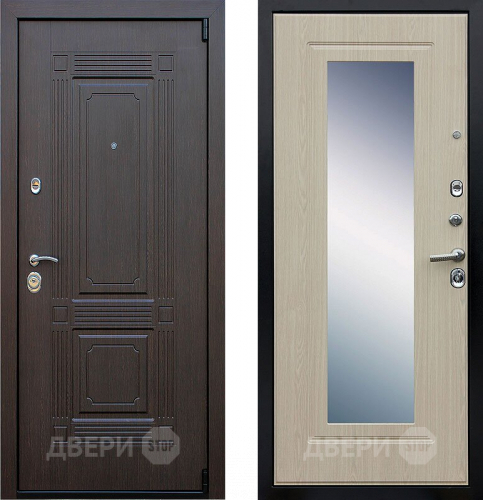 Входная металлическая Дверь Йошкар Викинг с зеркалом Белёный  дуб в Жуковский
