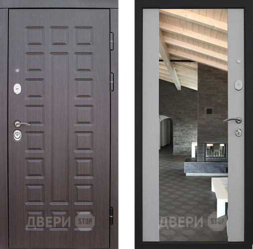 Входная металлическая Дверь S01 2К Зеркало Лиственница белая в Жуковский