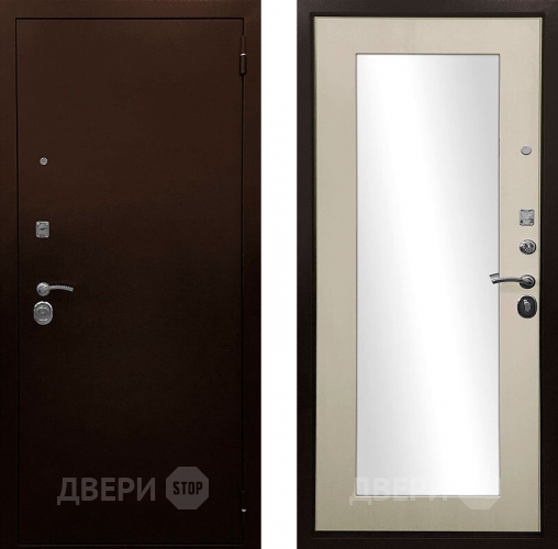 Входная металлическая Дверь Ратибор Оптима 3К зеркало Лиственница беж в Жуковский