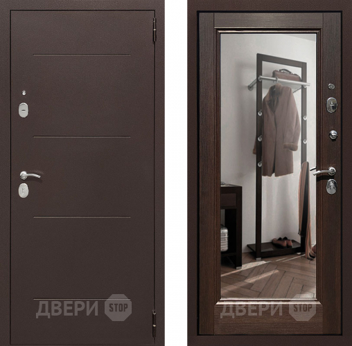 Входная металлическая Дверь Престиж 100 с зеркалом Медь/Венге в Жуковский
