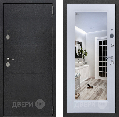 Входная металлическая Дверь Престиж 100 с зеркалом Шелк/Лиственница белая в Жуковский
