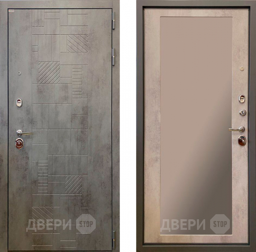 Входная металлическая Дверь Ратибор Тетрис 3К с зеркалом Бетон светлый в Жуковский