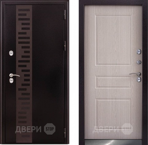 Дверь Заводская Урал с декором Термо Беленый дуб (с терморазрывом) в Жуковский