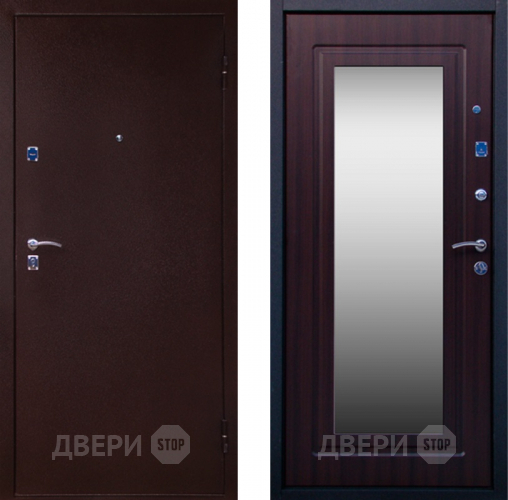 Входная металлическая Дверь СТОП Медь ЗЕРКАЛО Венге в Жуковский