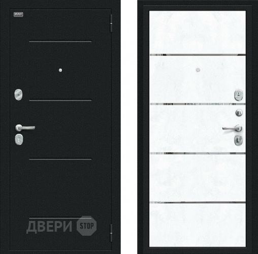Дверь Bravo Лайн Букле черное/Snow Art в Жуковский