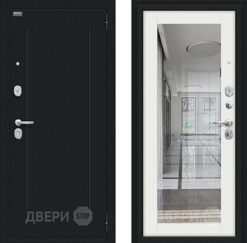 Входная металлическая Дверь Bravo Флэш Букле черное/Bianco Veralinga в Жуковский