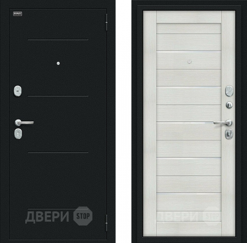 Входная металлическая Дверь Bravo Техно Kale Букле черное/Bianco Veralinga в Жуковский