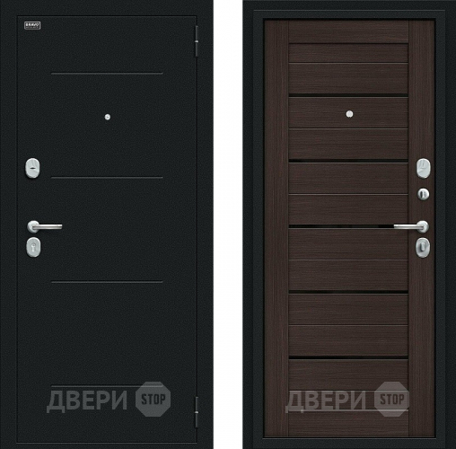 Входная металлическая Дверь Bravo Техно Kale Букле черное/Wenge Veralinga в Жуковский