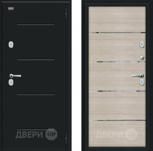 Входная металлическая Дверь Bravo Thermo Лайн Букле черное/Cappuccino Veralinga в Жуковский