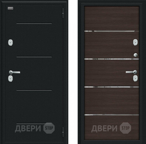 Входная металлическая Дверь Bravo Thermo Лайн Букле черное/Wenge Veralinga в Жуковский