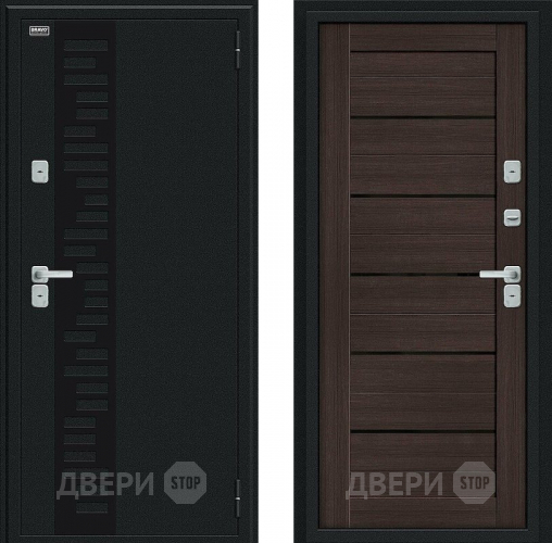 Входная металлическая Дверь Bravo Thermo Техно Декор Букле черное/Wenge Veralinga в Жуковский