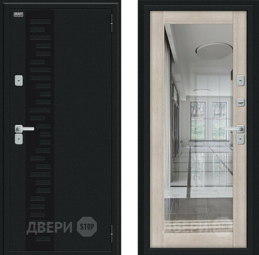 Входная металлическая Дверь Bravo Thermo Флэш Декор Букле черное/Cappuccino Veralinga в Жуковский