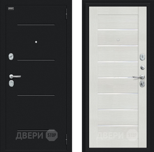 Входная металлическая Дверь Bravo Техно Букле черное/Bianco Veralinga в Жуковский
