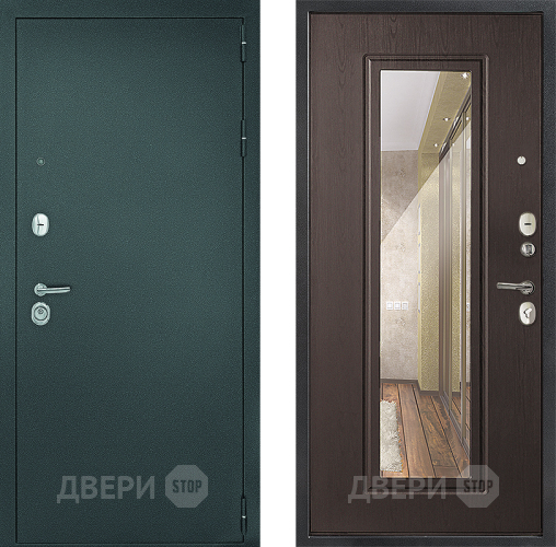 Входная металлическая Дверь Дверной Континент Рубикон Серебро Зеркало Венге в Жуковский