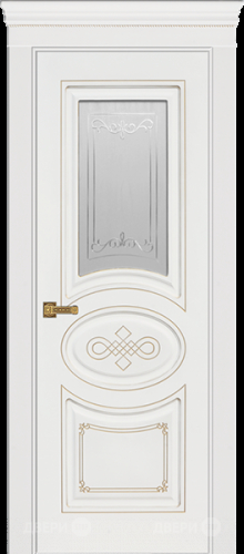 Межкомнатная дверь Дверь Премьер ДО, белая эмаль, патина золото, мателюкс с фрезеровкой в Жуковский