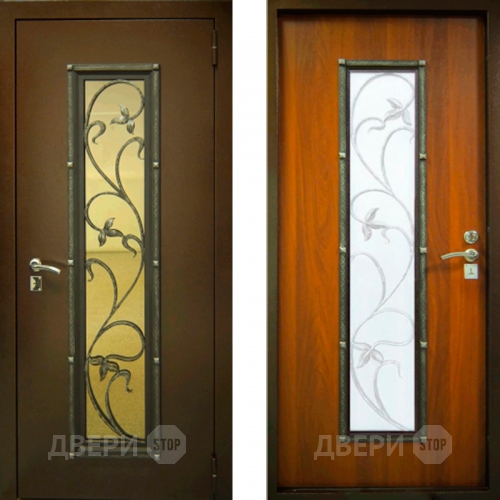 Заводские двери с ковкой и стеклом Лоза в Жуковский