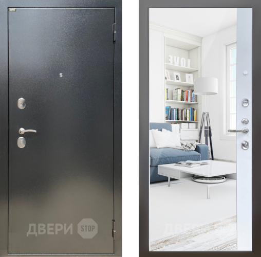 Входная металлическая Дверь Шелтер (SHELTER) Стандарт 14 с зеркалом Белый матовый в Жуковский