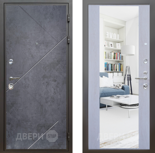 Дверь Шелтер (SHELTER) Комфорт Бетон урбан индиго 12 с зеркалом Дуб филадельфия крем в Жуковский
