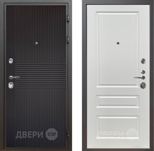 Дверь Шелтер (SHELTER) Комфорт Черная шагрень 1 Белый ясень в Жуковский