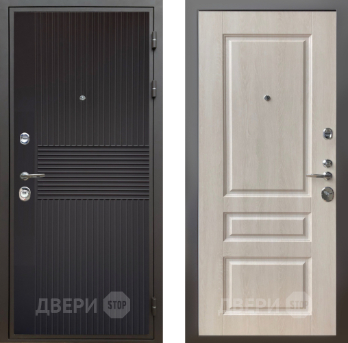 Входная металлическая Дверь Шелтер (SHELTER) Комфорт Черная шагрень 3 Дуб филадельфия крем в Жуковский