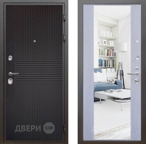 Входная металлическая Дверь Шелтер (SHELTER) Комфорт Черная шагрень 12 с зеркалом Дуб филадельфия крем в Жуковский