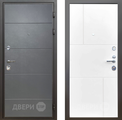 Входная металлическая Дверь Шелтер (SHELTER) Комфорт Лофт графит 8 Белый матовый в Жуковский