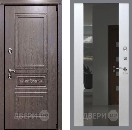 Входная металлическая Дверь Рекс (REX) Пренмиум-S СБ-16 Зеркало Белый ясень в Жуковский