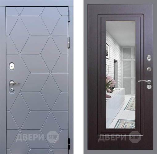 Входная металлическая Дверь Стоп КОСМО Зеркало ФЛ-120 Венге в Жуковский