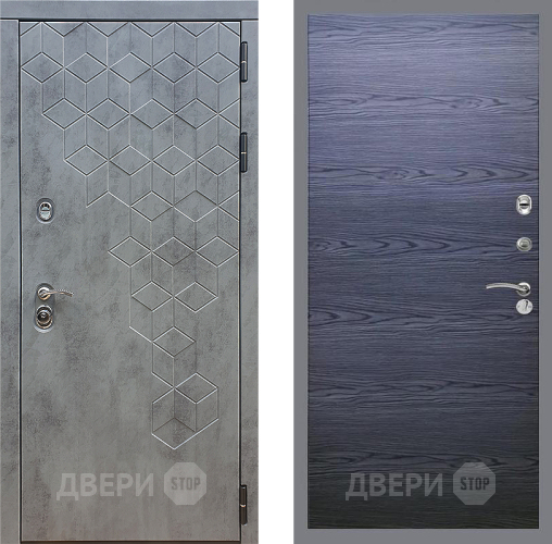 Входная металлическая Дверь Стоп БЕТОН Гладкая Дуб тангенальный черный в Жуковский