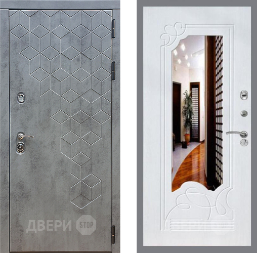 Входная металлическая Дверь Стоп БЕТОН ЗкркалоФЛ-147 Ясень белый в Жуковский