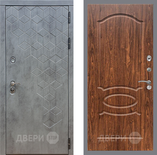 Входная металлическая Дверь Стоп БЕТОН ФЛ-128 орех тисненый в Жуковский