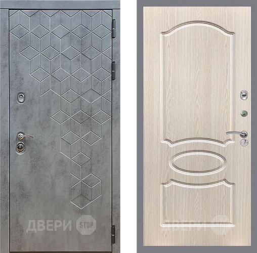 Входная металлическая Дверь Стоп БЕТОН ФЛ-128 Беленый дуб в Жуковский