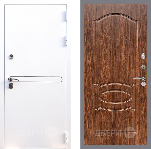 Входная металлическая Дверь Стоп Лайн Вайт ФЛ-128 орех тисненый в Жуковский