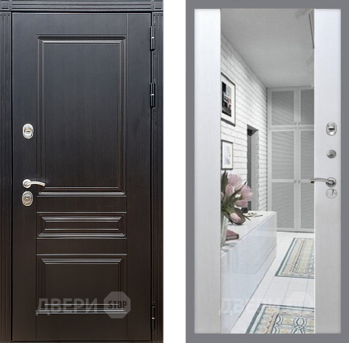 Входная металлическая Дверь Стоп МЕГАПОЛИС Зеркало СБ-16 Лиственница беж в Жуковский