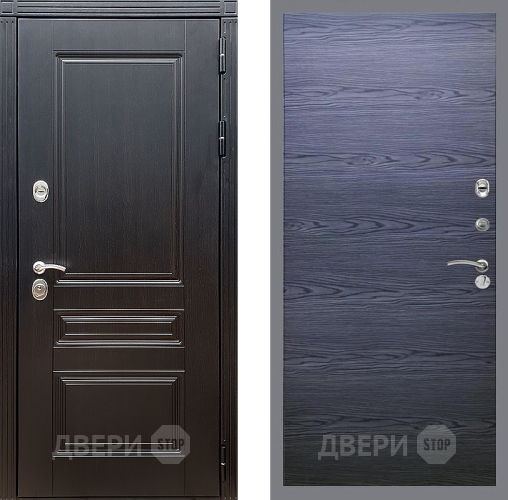 Входная металлическая Дверь Стоп МЕГАПОЛИС Гладкая Дуб тангенальный черный в Жуковский