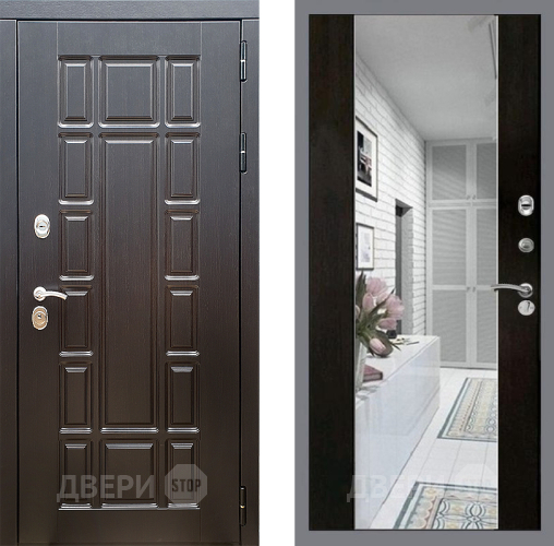 Входная металлическая Дверь Стоп НЬЮ ЙОРК Зеркало СБ-16 Венге в Жуковский