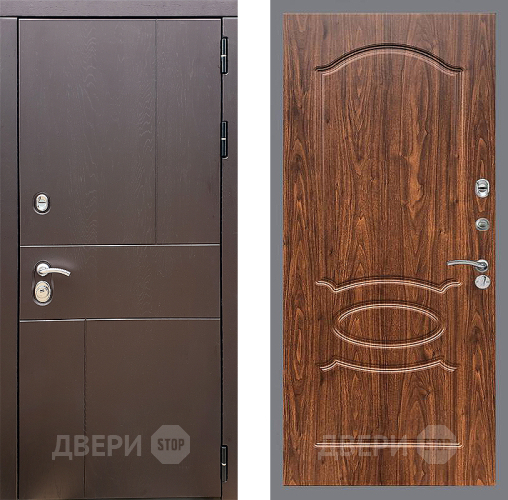 Входная металлическая Дверь Стоп УРБАН ФЛ-128 орех тисненый в Жуковский