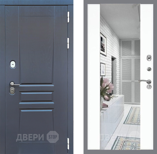 Входная металлическая Дверь Стоп ПЛАТИНУМ Зеркало СБ-16 Силк Сноу в Жуковский