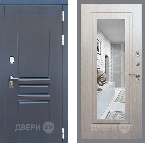 Входная металлическая Дверь Стоп ПЛАТИНУМ Зеркало ФЛ-120 Беленый дуб в Жуковский