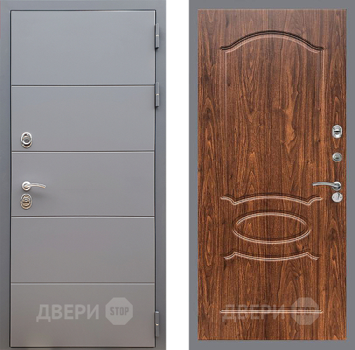 Входная металлическая Дверь Стоп АРТ ГРАФИТ ФЛ-128 орех тисненый в Жуковский