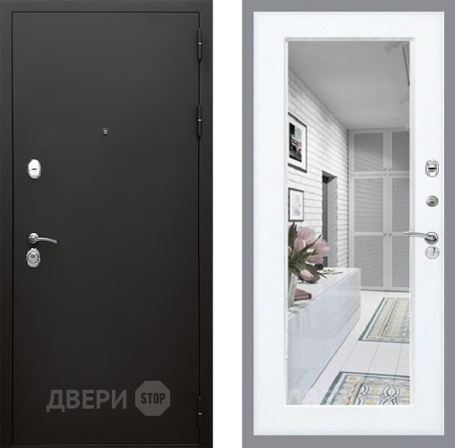 Входная металлическая Дверь Стоп КЛАССИК Шагрень Зеркало Силк Сноу в Жуковский