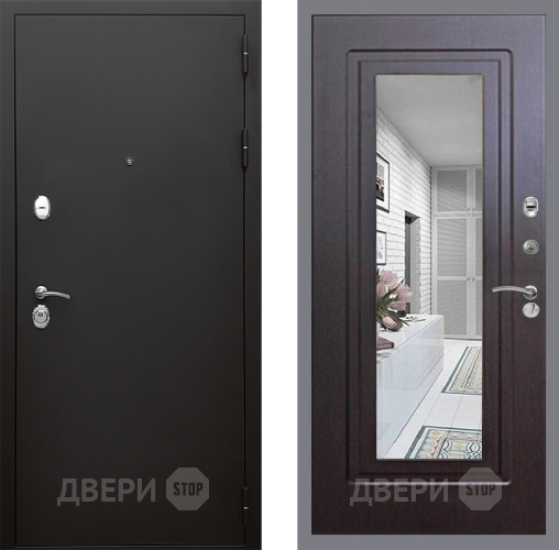 Входная металлическая Дверь Стоп КЛАССИК Шагрень Зеркало ФЛ-120 Венге в Жуковский