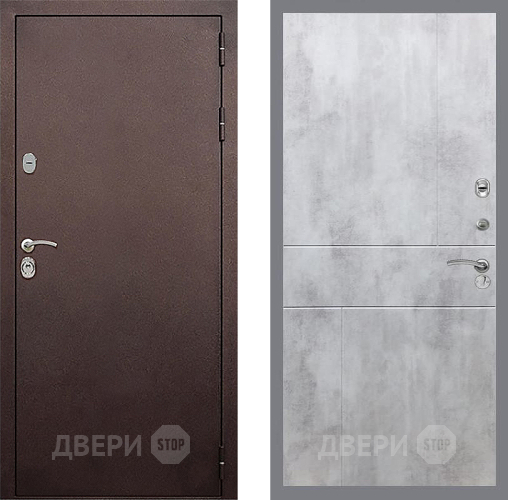 Входная металлическая Дверь Стоп КЛАССИК Медь ФЛ-290 Бетон светлый в Жуковский