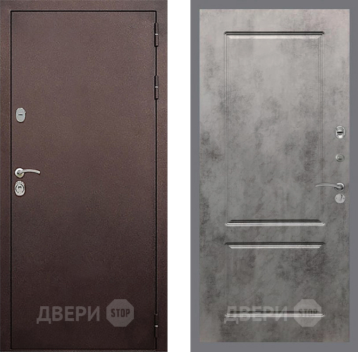 Входная металлическая Дверь Стоп КЛАССИК Медь ФЛ-117 Бетон темный в Жуковский