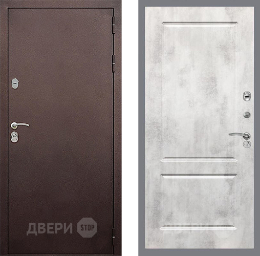 Входная металлическая Дверь Стоп КЛАССИК Медь ФЛ-117 Бетон светлый в Жуковский