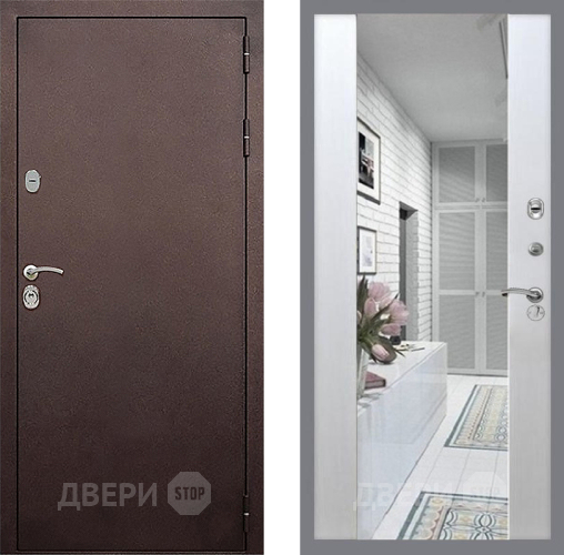 Входная металлическая Дверь Стоп КЛАССИК Медь Зеркало СБ-16 Лиственница беж в Жуковский