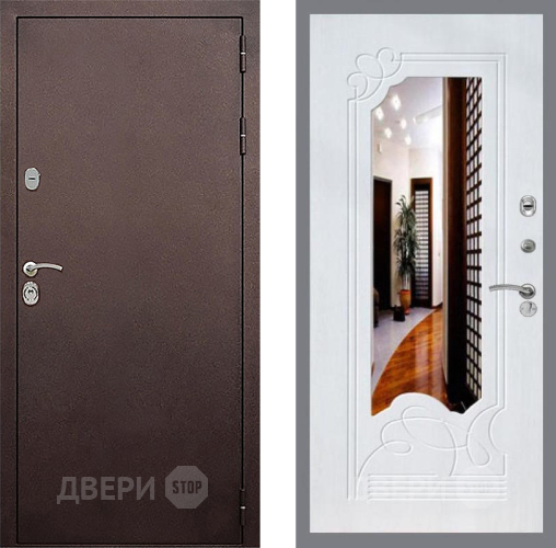 Входная металлическая Дверь Стоп КЛАССИК Медь ЗкркалоФЛ-147 Ясень белый в Жуковский