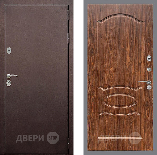 Входная металлическая Дверь Стоп КЛАССИК Медь ФЛ-128 орех тисненый в Жуковский